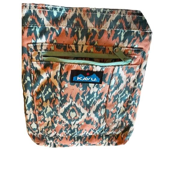 Kavu Shoulder crossbody purse. Teal rope handle. multi color ikat print!gorgeous - Picture 7 of 11